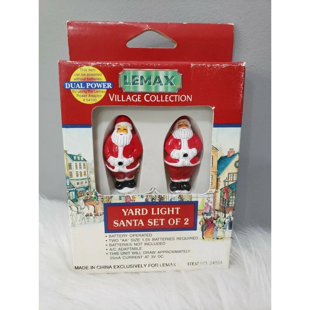 NEW LEMAX VILLAGE CHristmas YARD LIGHTS SANTA SET 2 blow mold vintage lawn decor